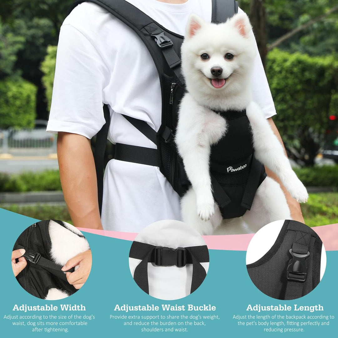Pawaboo Haustier Rucksack Front Hund Tragetasche, Beinen heraus Rucksäcke Haustier, Verstellbar Hund
