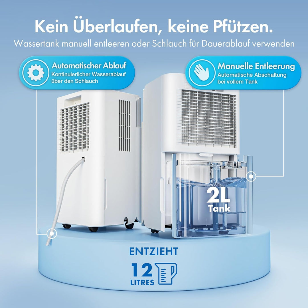VonHaus Luftentfeuchter Elektrisch, 12L/24H, Entfeuchter für Keller, Raumentfeuchter Elektrisch 39dB