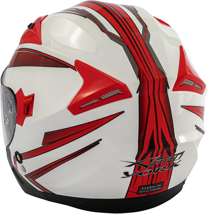 Motorradhelm Doppeltvisier City Jet Zertifikat ECE 22-06 Scooter 59-60 cm ( L) Weiss Rot, 59-60 cm (