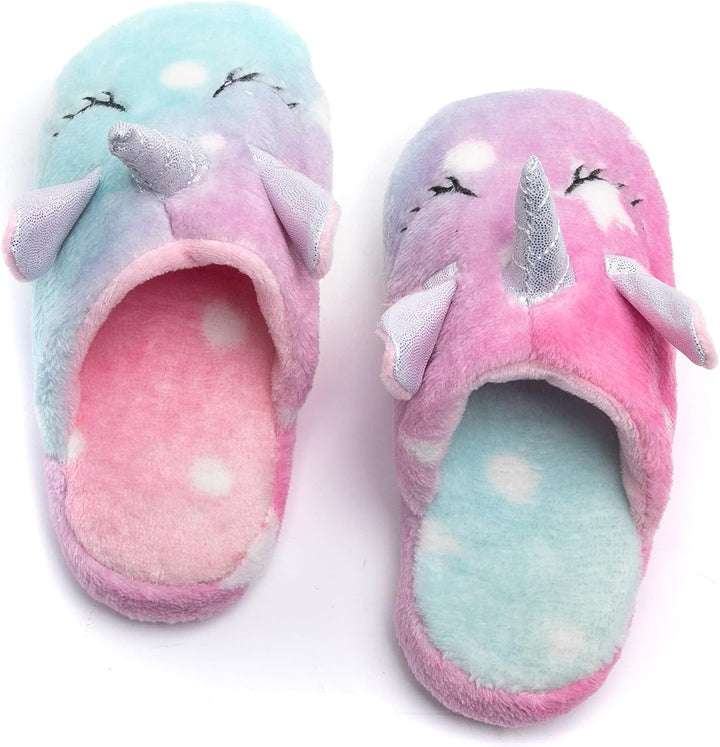 Piefry Weicher Einhorn-Bademantel mit Kapuze für Mädchen mit Einhorn-Pantoffeln, Augenbinde und Stir