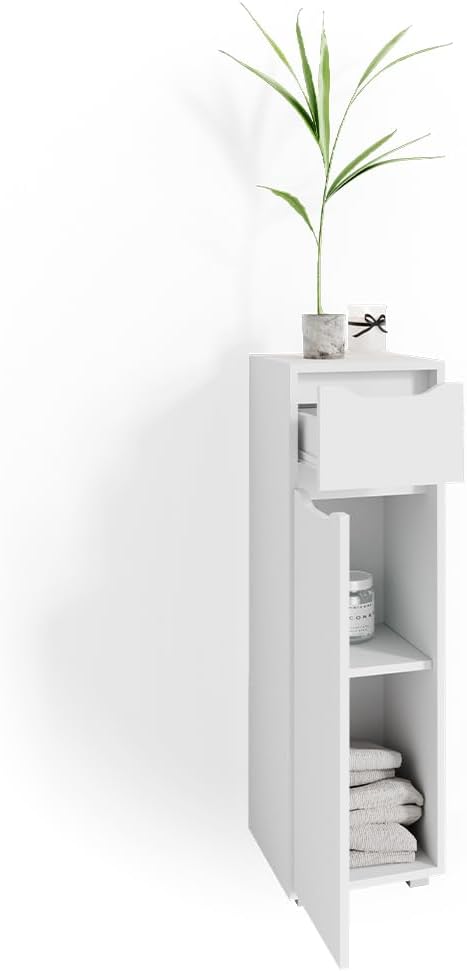 Vicco Midischrank Ruben, Weiss, 30 x 97.5 cm, zur Aufbewahrung im Bad, kompatibel mit Ruben Collecti