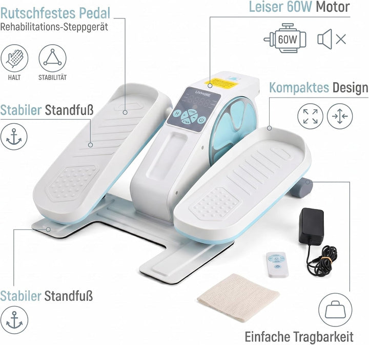 LIVMORE Elektro Fitness Stepper, Magnetischer Widerstand, LCD Display, Fernbedienung, Anti Rutsch Pe