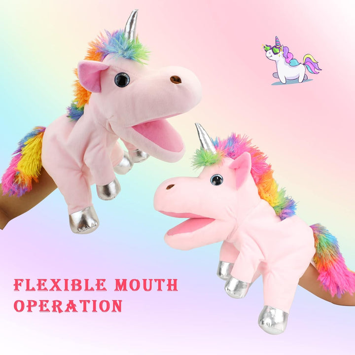 Einhorn Spielzeug Einhorn Handpuppe, Einhorn Kuscheltiere Handpuppen Einhorn Spielzeug für Mädchen,