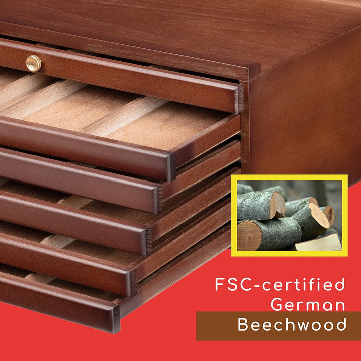 MEEDEN 6 Schublade Holz Art Supply Aufbewahrungsbox, massive Buchenholz grosse Künstler Aufbewahrung