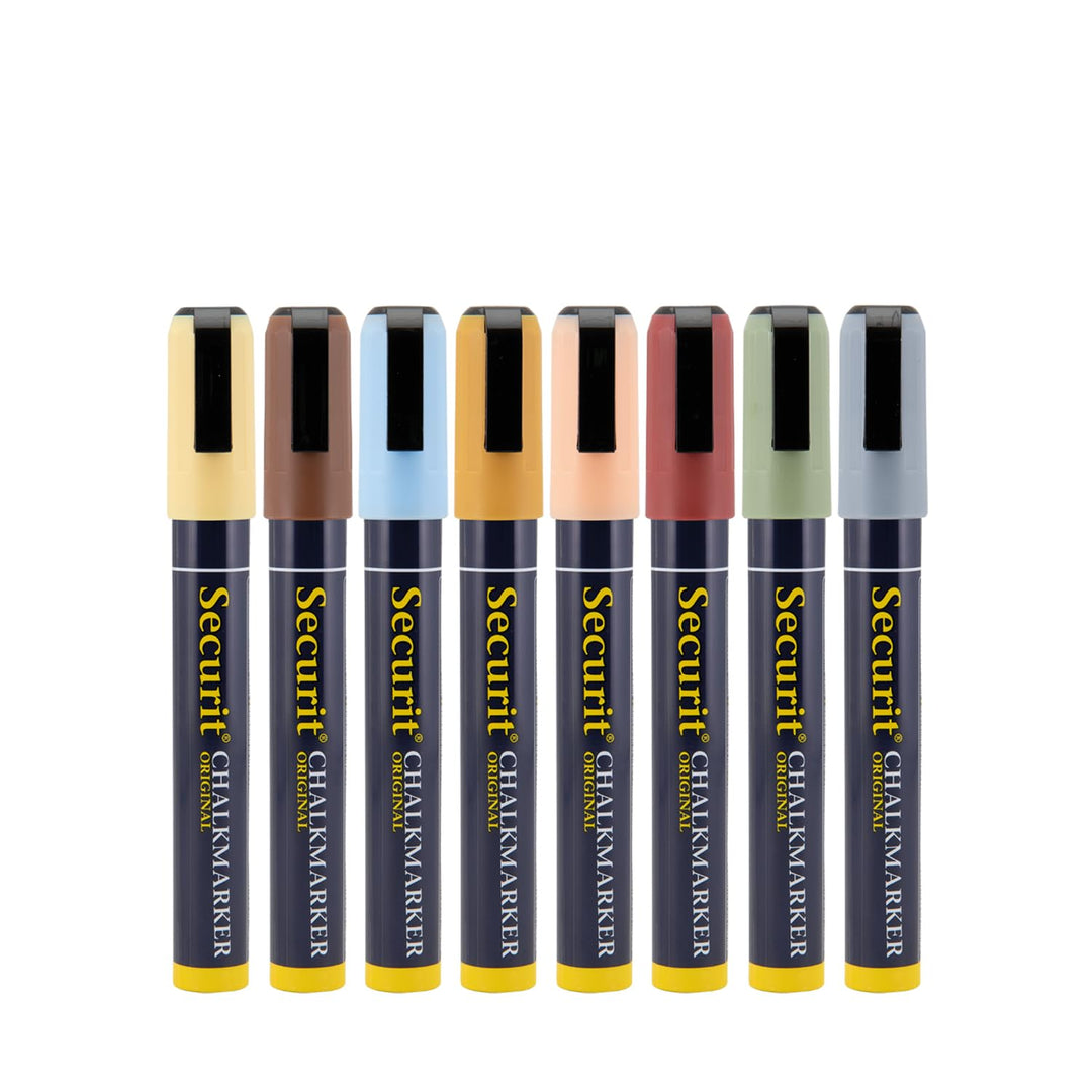 Securit BL-SMA100-V4-COL Kreidemarker (Strichstärke ca. 2 - 6 mm) 8er Set farbig sortiert erdfarben,
