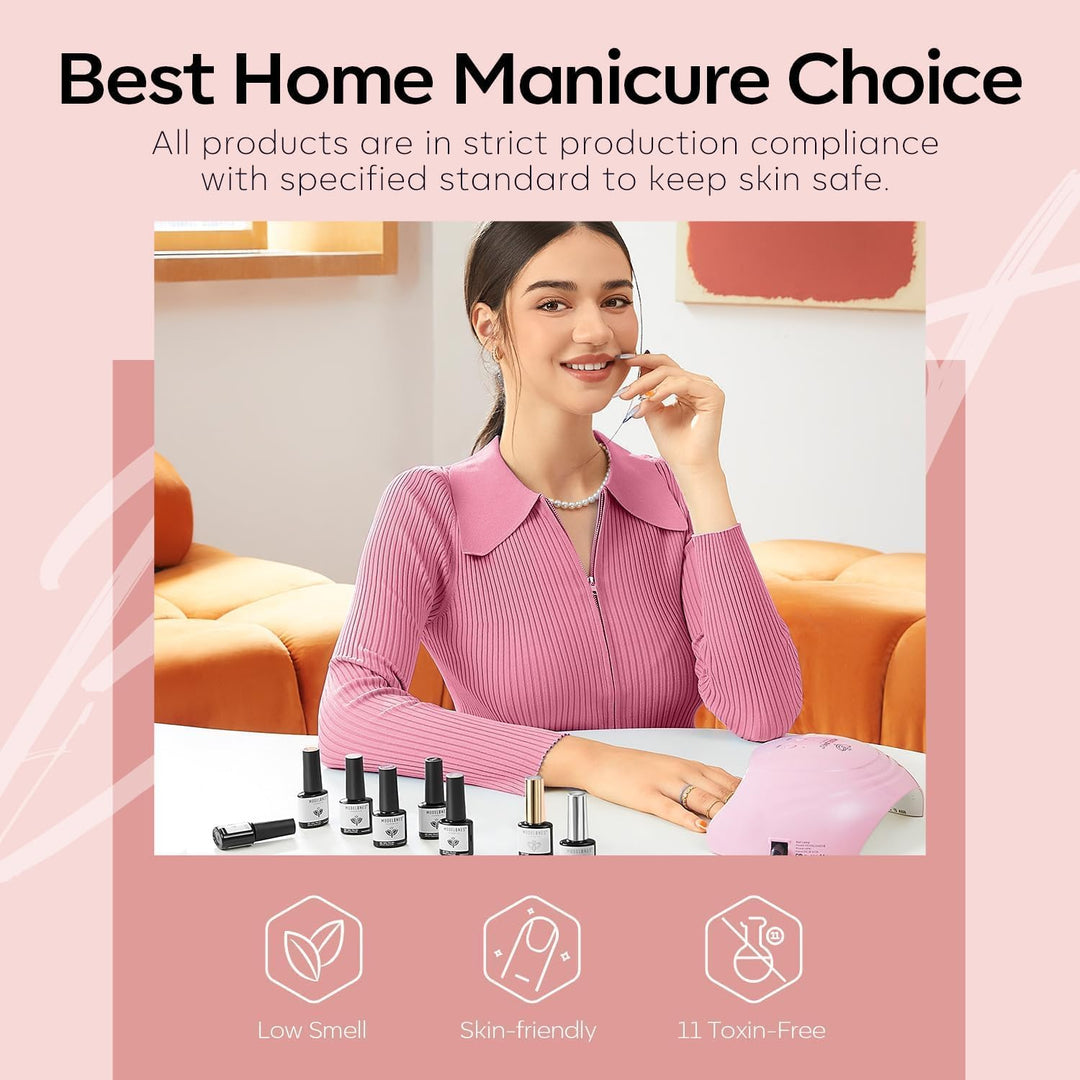 Modelones UV Nagellack Set 32 Pcs, 28 Farben Braun Rosa Nude Lila UV Gel Nagellack mit Base Coat, Ma