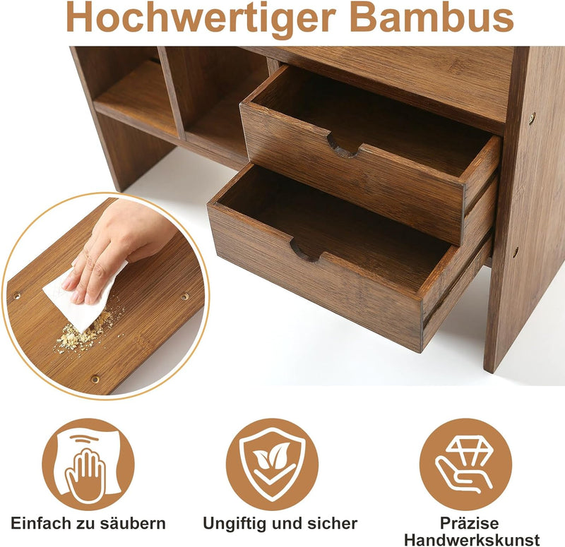 GUUSII HOME Desktop Bücherregal Tischregal für Büro Schreibtisch Regal Organizer Einstellbar mit Sch