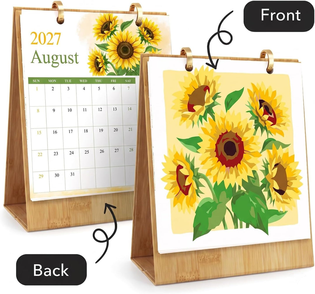 Tischkalender 2027 Malen nach Zahlen DIY Blumen Kalender zum Aufstellen Bastelset für Erwachsene mit