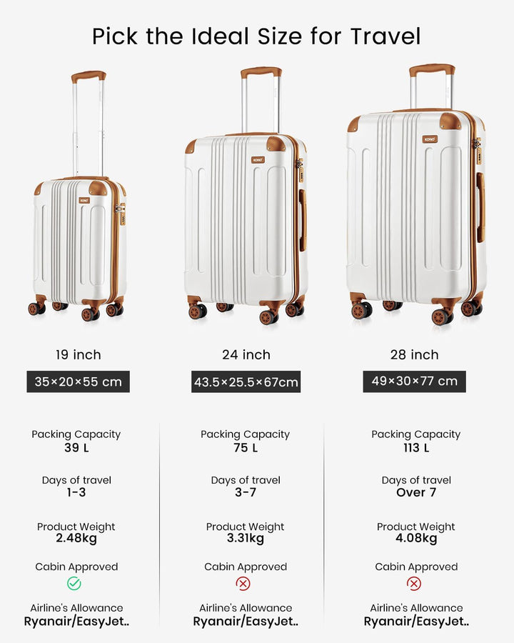 KONO 65cm Koffer Mittelgross Hartschale Trolley Rollkoffer Reisekoffer mit 4 Rollen 65x42x26cm (Koff