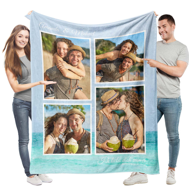 Easycosy personalisierte Decke für Paare - Valentinstag Foto Geschenke für Sie Frauen Benutzerdefini