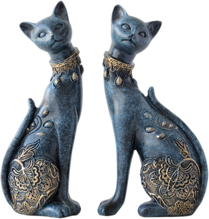 2 Stück/Set Katzenstatuen Heimdekoration Katzenfiguren Paar-Katzenstatuen für Heimdekoration, geeign