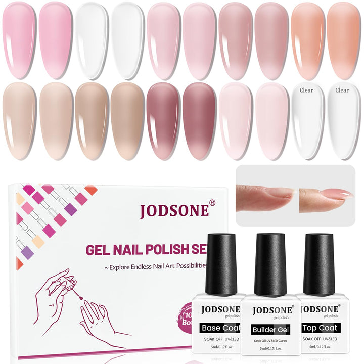 JODSONE 10-Farben-Building-Gel-Set Nagelstudio-Qualität Aufbaugel mit hohem Glanz & langanhaltendem