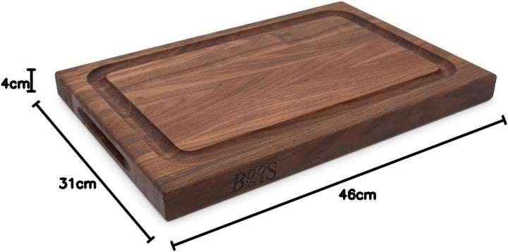 Boos Block BBQ Walnussholz Schneidebrett - Saftrille - Seitlichen Griffmulden – Profi-Schneidebrett