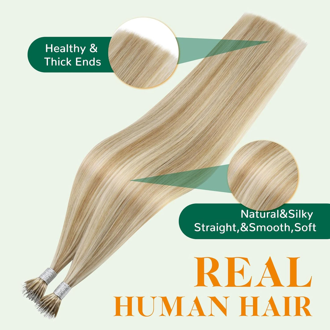 Easyouth Nano Beads Haare Extensions Farbe Honigblond Mischung Gelbblond 14 Zoll 50 Stück 50g Nano B