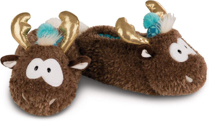NICI Hauschuhe Rentier Reny Heart Gr. 38-41, L – Plüsch-Hauschuhe Kinder rutschfest – Warme Kuschelt