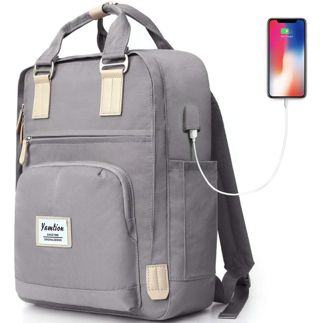 Rucksack Laptop Damen,Schultasche Mädchen Jungen Schulranzen für Frauen mit USB-Ladeanschluss für 15