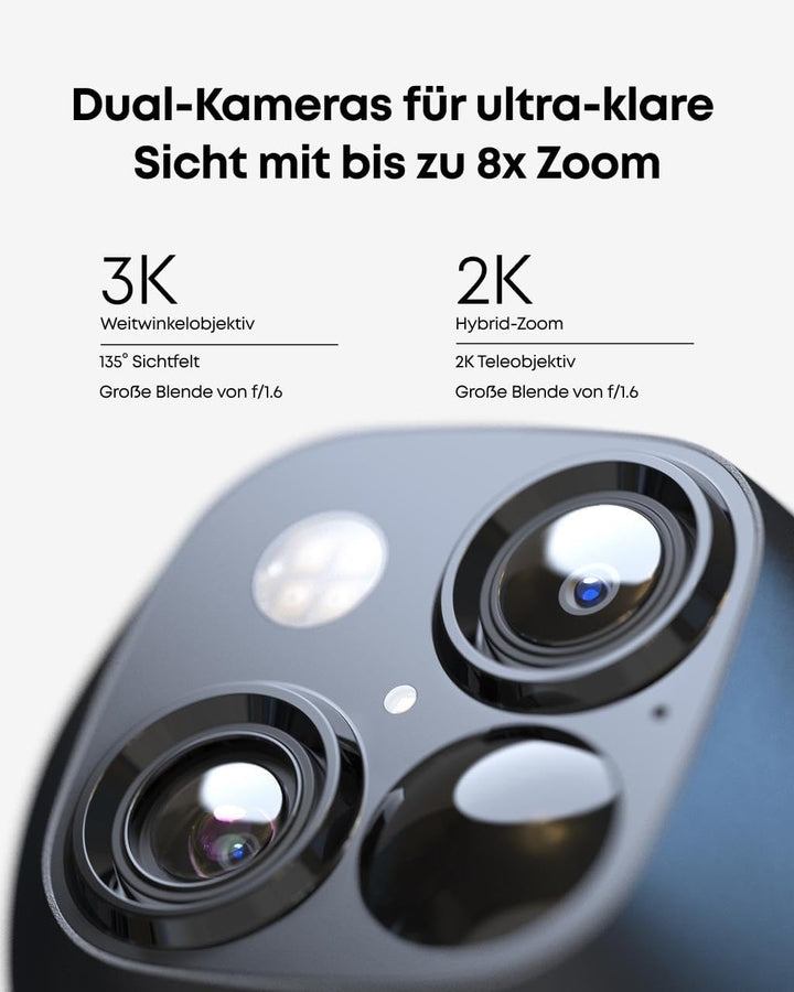 eufy Security 2 Pack, Überwachungskamera aussen solar, 360°-Überwachung, Keine Toten Winkel, Überwac