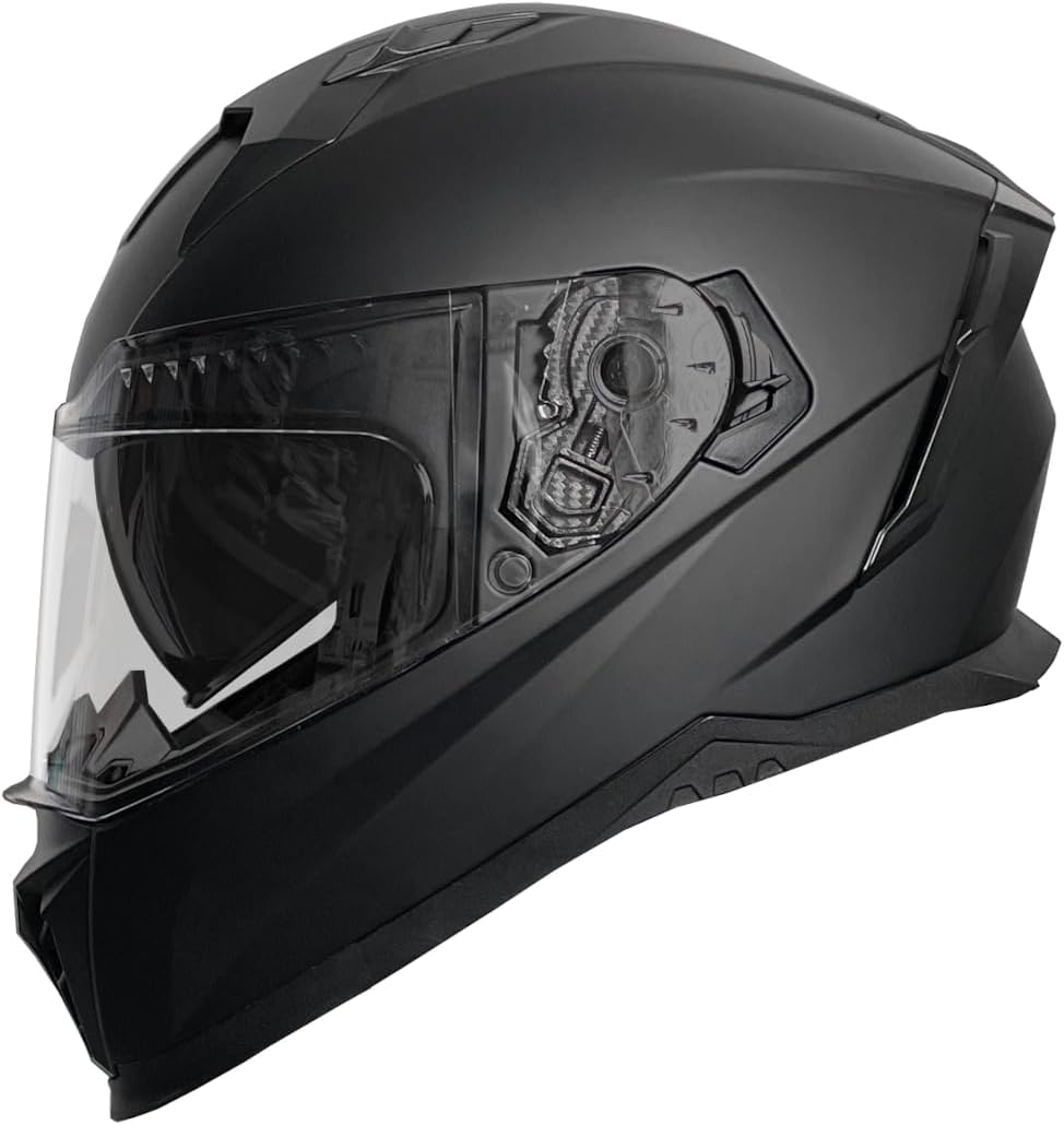Integralhelm Helm Motorradhelm Rollerhelm RALLOX 09B Grösse XL matt schwarz mit Sonnenvisier, XL