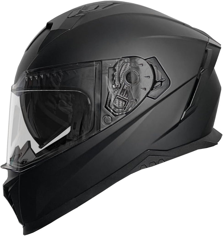 Integralhelm Helm Motorradhelm Rollerhelm RALLOX 09B Grösse XL matt schwarz mit Sonnenvisier, XL
