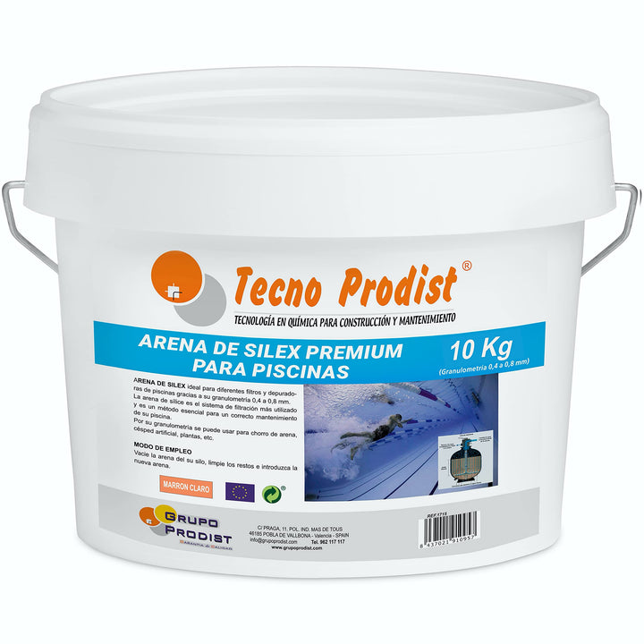 Tecno Prodist Silex Premium-Sand für Pools, Eimer 10 kg (Körnung 0,4 bis 0,8 mm), Ideal für Ihren Sc