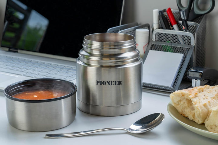 Pioneer Thermo-Speisegefäss 0, 5 L Edelstahl Doppelwandig Isolier-Suppenbehälter 8 Stunden Heiss 24