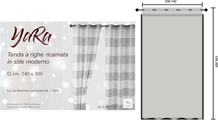 tex Family Vorhang Yara cm 140 x 300 verpackt (grau), Grau