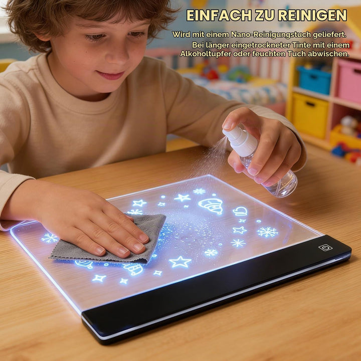 LED-Zeichenbrett für Kinder, 1500mAh wiederaufladbares Notizbrett mit 4-Farben-Lichtmodi &amp; 7 Markern