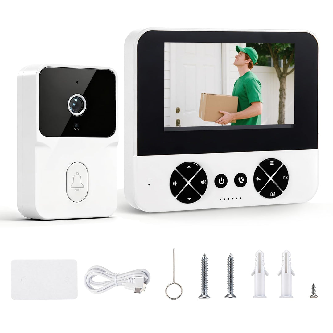 Kabellose Türklingel mit Kamera, 1080p 4,3" Video Türklingel, Bluetooth Video Gegensprechanlage Türk