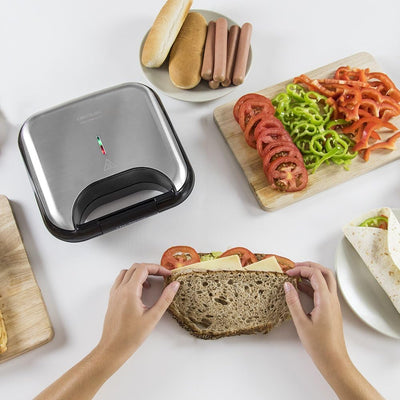 Cecotec Toast Grillfläche.Sandwichmaker mit Antihaftbeschichtung, Kapazität für 2 Sandwiches, Grillf