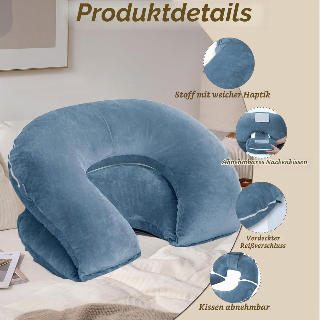 Lesekissen für Bett und Sofa, Rückenkissen zum Lesen Mit Abnehmbarer Nackenrolle, Ergonomisches Rück