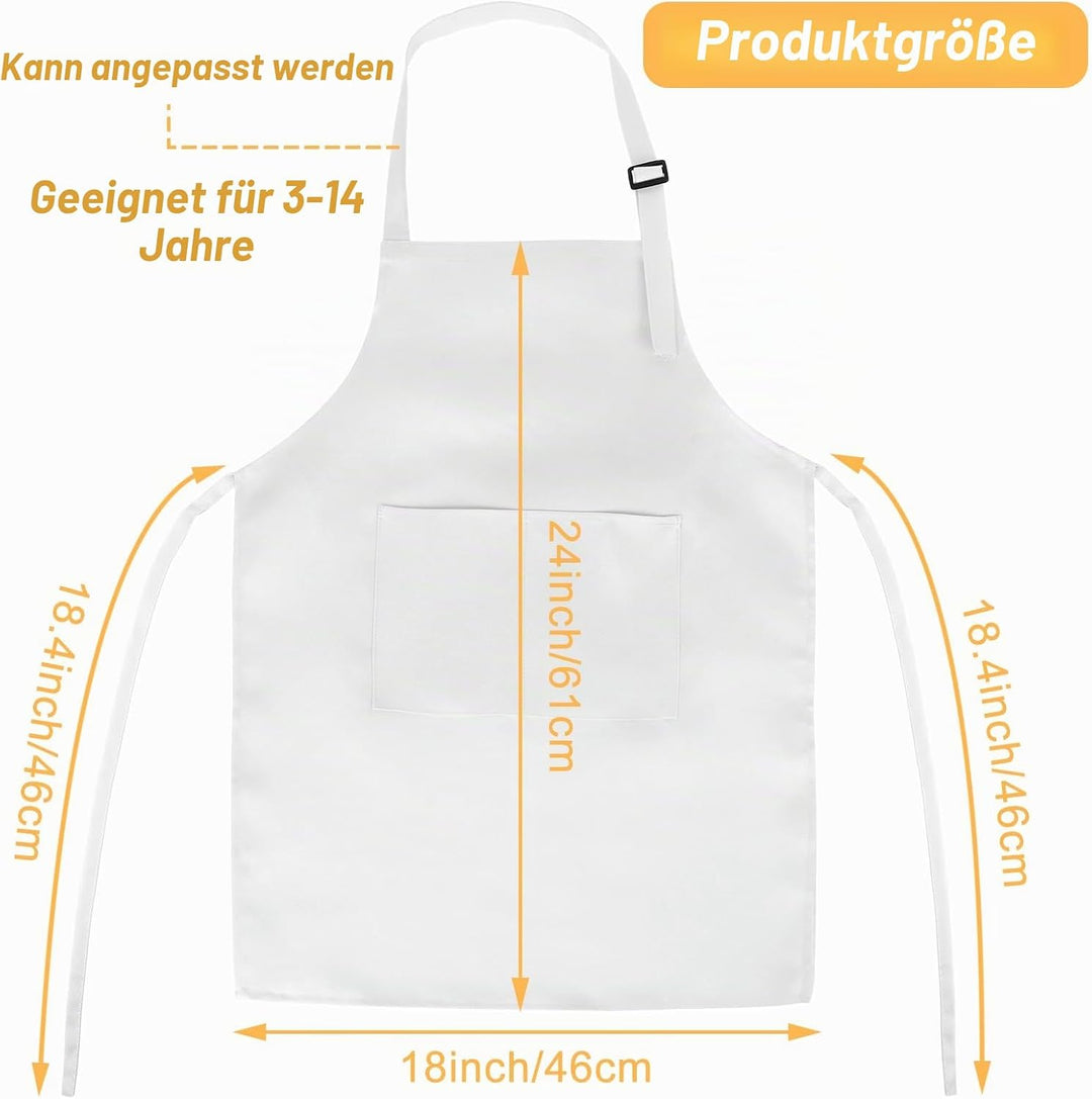 Morcheiong 8/12/24 Stück, verstellbare Kinderschürze, Grosspackung mit 2 Taschen, Kleinkinderschürze