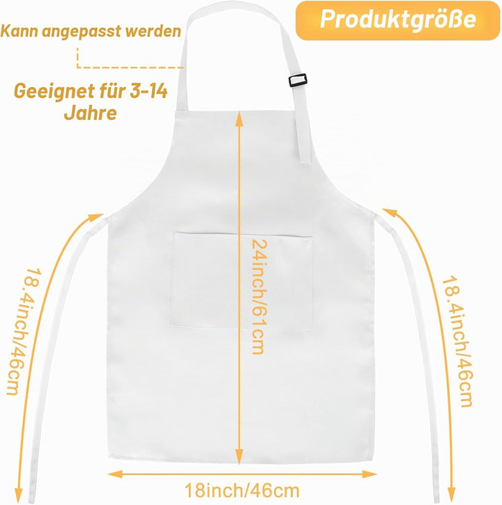 Morcheiong 8/12/24 Stück, verstellbare Kinderschürze, Grosspackung mit 2 Taschen, Kleinkinderschürze