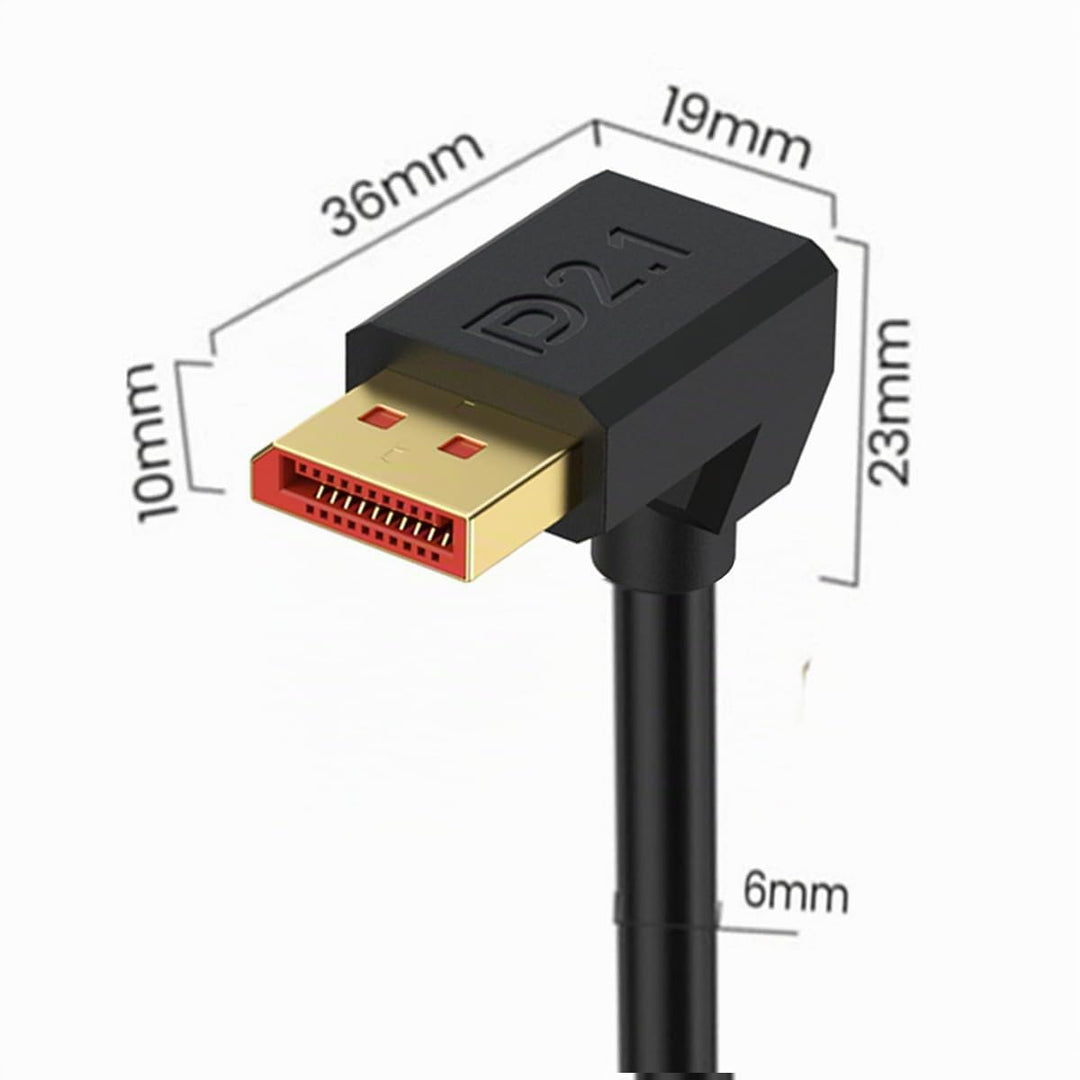 16K DisplayPort 2.1 Verlängerungskabel, 90 Grad Rechtwinkel DP männlich zu weiblich Kabel 52Gbps Unt
