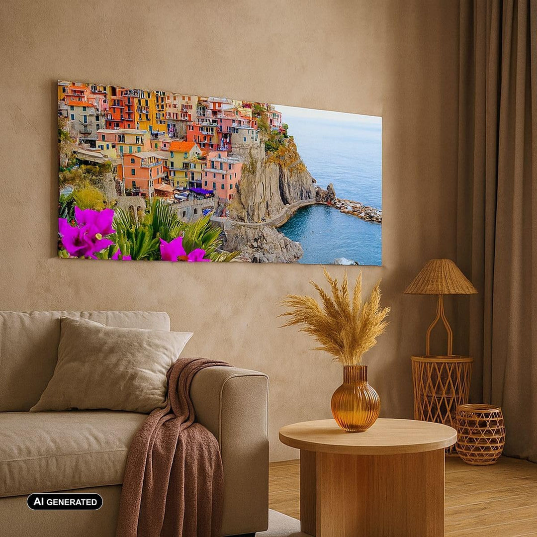 Wandbilder Dekoration Wohnzimmer Italien küste felsen landschaft Panorama Bilder auf Leinwand 120x50