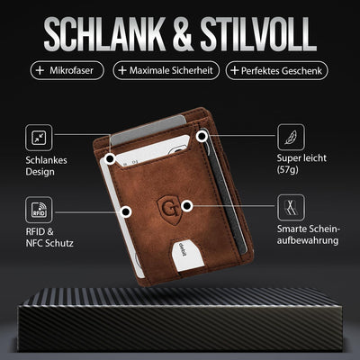 GenTo - Geldbörse mit/ohne Münzfach - TÜV geprüfter RFID NFC Schutz - Magic Wallet - Inklusive Gesch