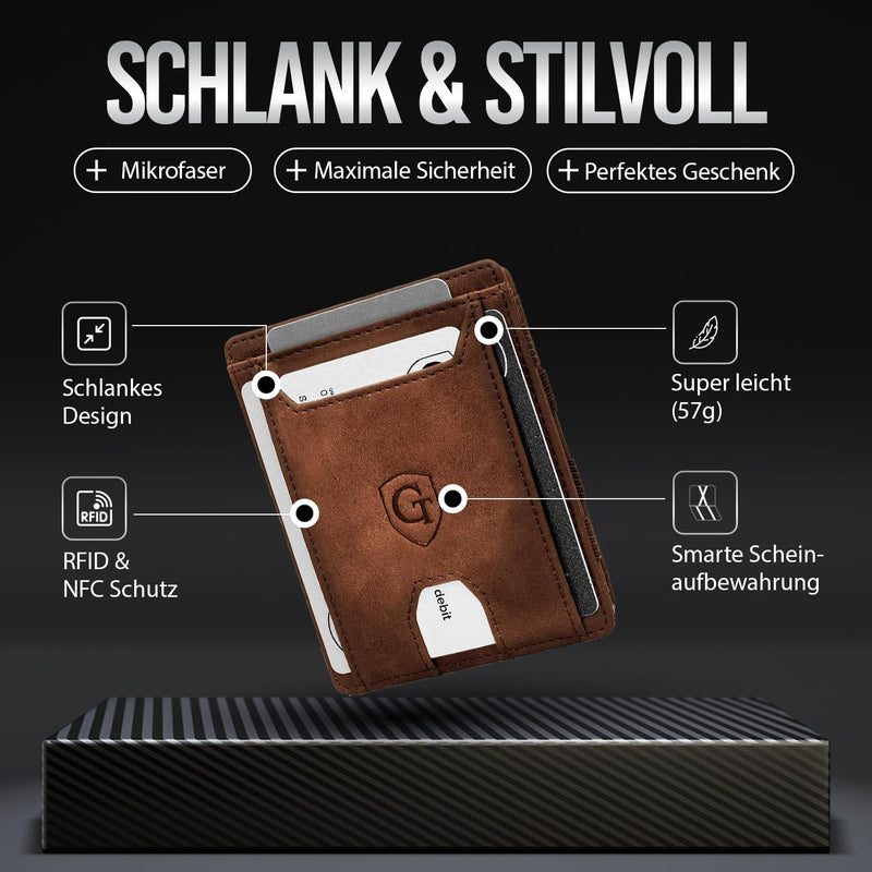 GenTo - Geldbörse mit/ohne Münzfach - TÜV geprüfter RFID NFC Schutz - Magic Wallet - Inklusive Gesch