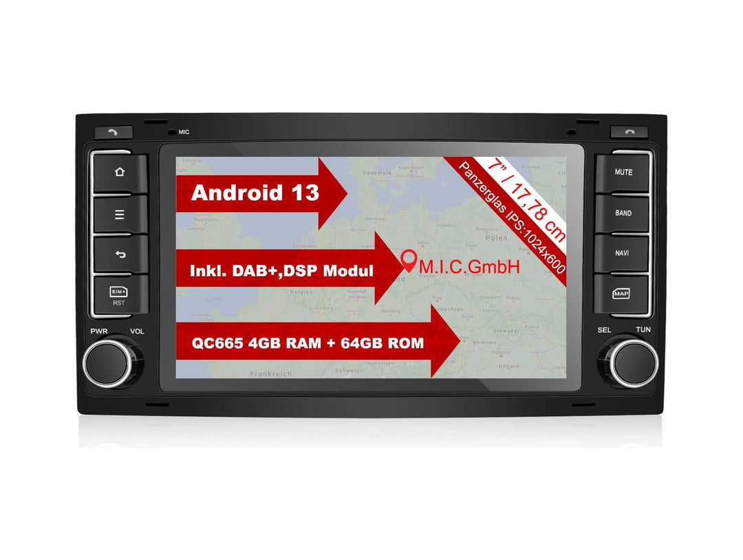 M.I.C. AVT7 Android 12 Autoradio mit navi Qualcomm Snapdragon 665 4G+64G Ersatz für VW T5 multivan T