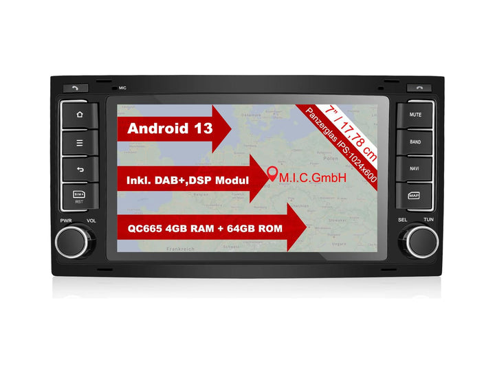 M.I.C. AVT7 Android 12 Autoradio mit navi Qualcomm Snapdragon 665 4G+64G Ersatz für VW T5 multivan T