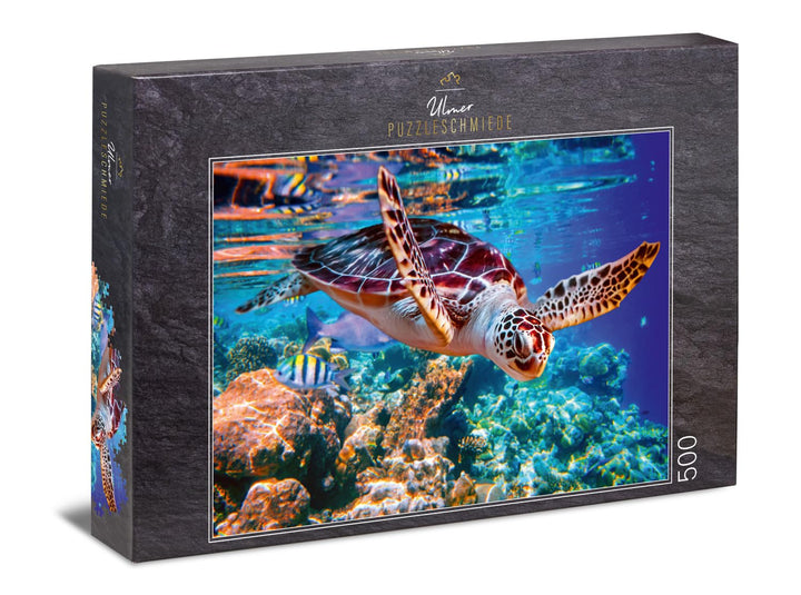 Ulmer Puzzleschmiede - Puzzle „Meeresschildkröte“ - Klassisches 500 Teile Puzzle aus dem Meer – Puzz