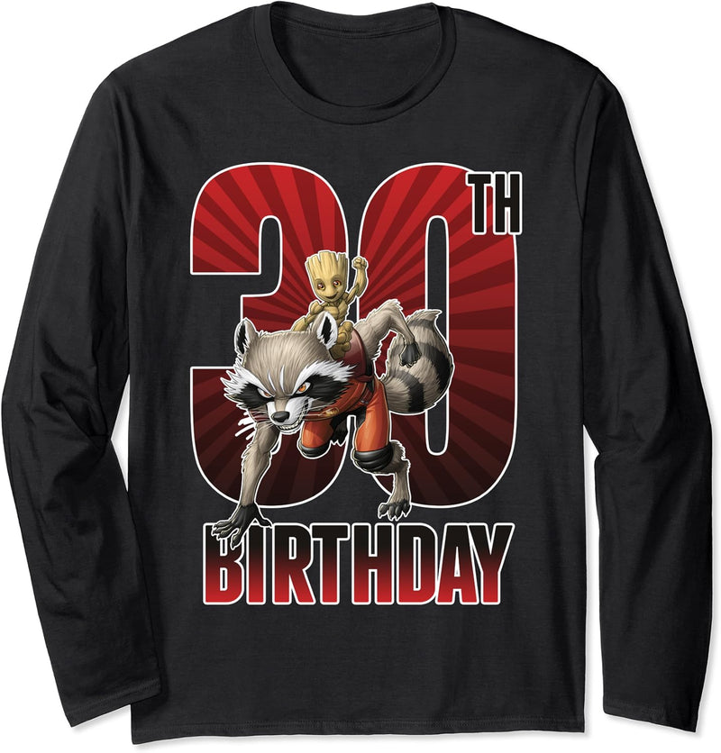 Marvel Guardians Of The Galaxy Rocket & Groot 30th Birthday Langarmshirt