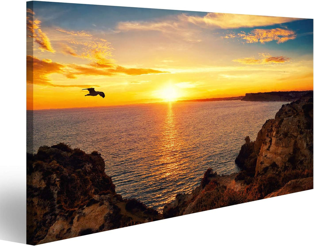 islandburner Bild auf Leinwand Ruhiger Sonnenuntergang Szene Ozean Landschaft Sonnenlicht Reflektier