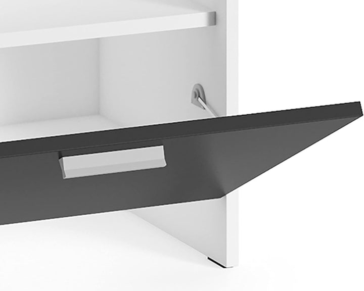 byLIVING Sitzbank Ben/Schuhschrank in matt weiss/Front schwarz/kleine Flur-Kommode mit Klappe und Ei