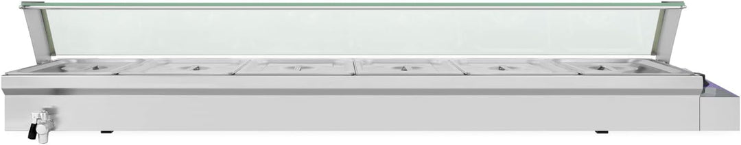 Speisenwärmer Buffetwärmer Wärmebehälter Für Speisen Elektrisch 1800W aus Edelstahl (Inkl 6X 1/2 GN