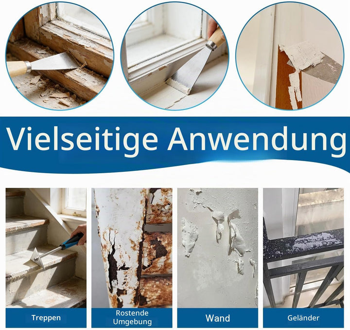 Mehrzweck Spachtel Werkzeug 3-in-1 Farbschaber Set mit 3 Austauschbaren Klingen und Reinigung Ziehkl