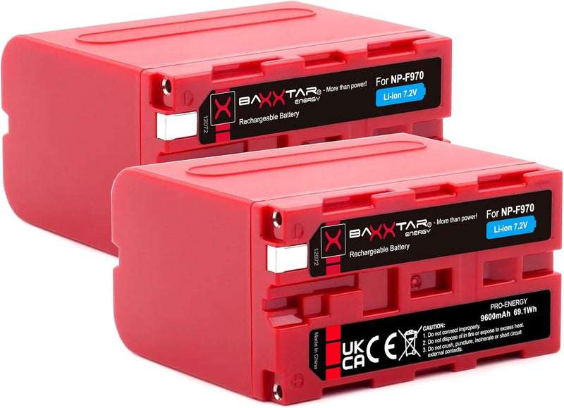 BAXXTAR PRO Akku NP-F970 echte 7800mAh (2X) - LG Cells Inside - kompatibel mit Sony NP-F980 / F970 /