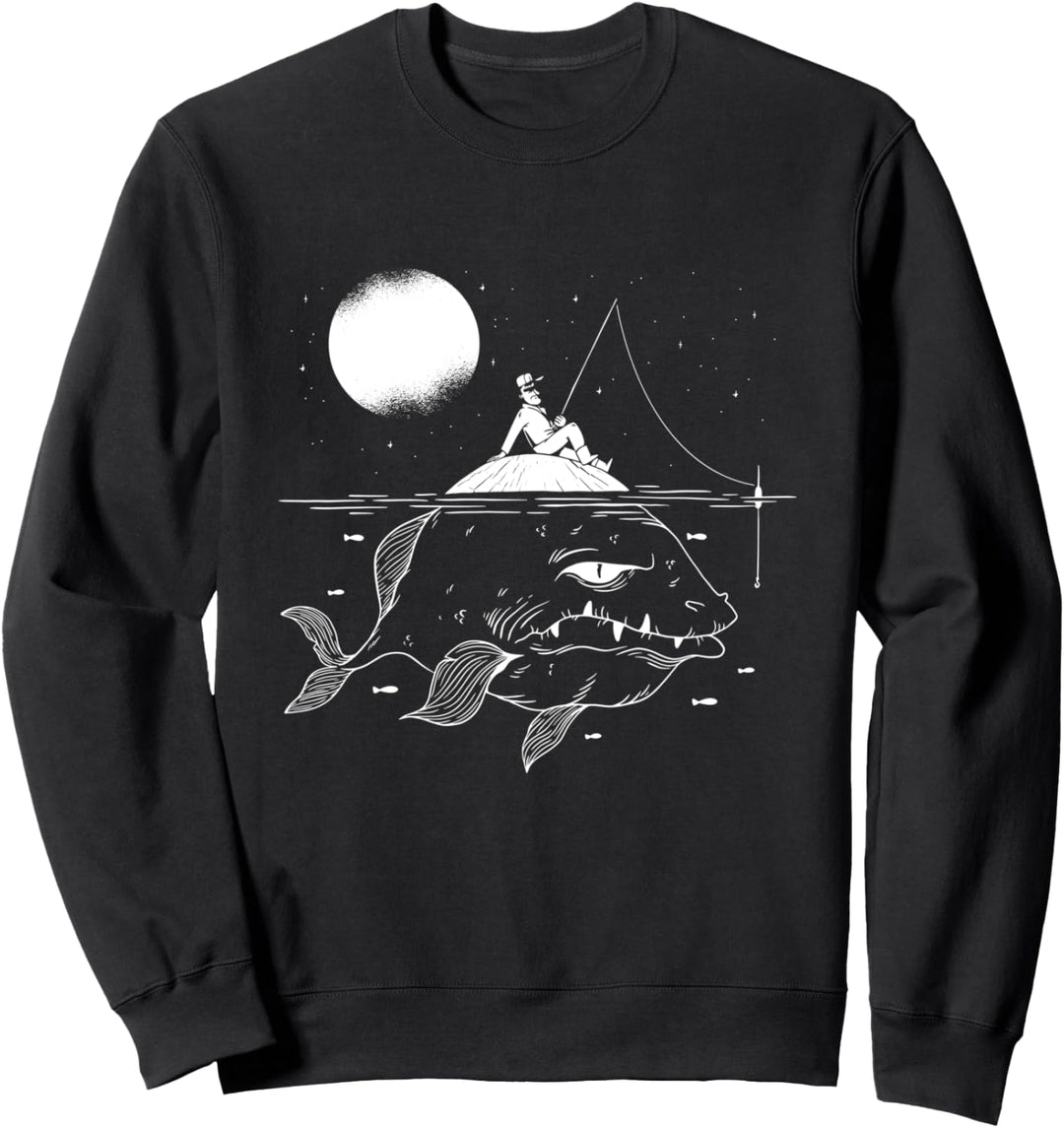 Schwarz-Weiss Abstrakte Fantasiewelt Fischen Sweatshirt