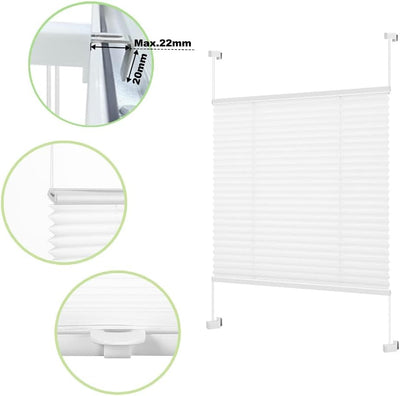 Eurohome Plissee Weiss 105x130cm klemmfix ohne Bohren für Fenster und Türen 105x130cm Weiss, 105x130