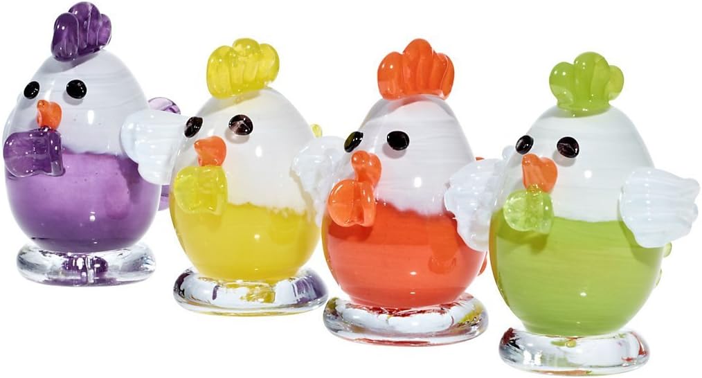 CRISTALICA Glasfigur Küken grün/weiss 10,5cm