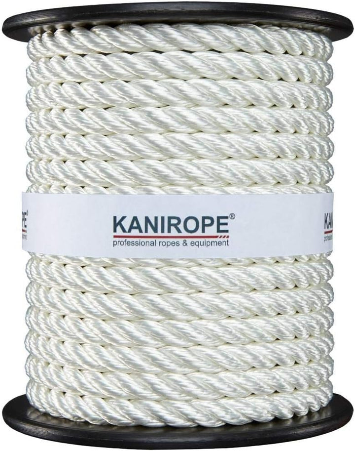 Kanirope® Polyester Tauwerk Polyesterseil POLYTWIST ø6mm 220m Weiss 3-litzig gedreht, 220m Weiss