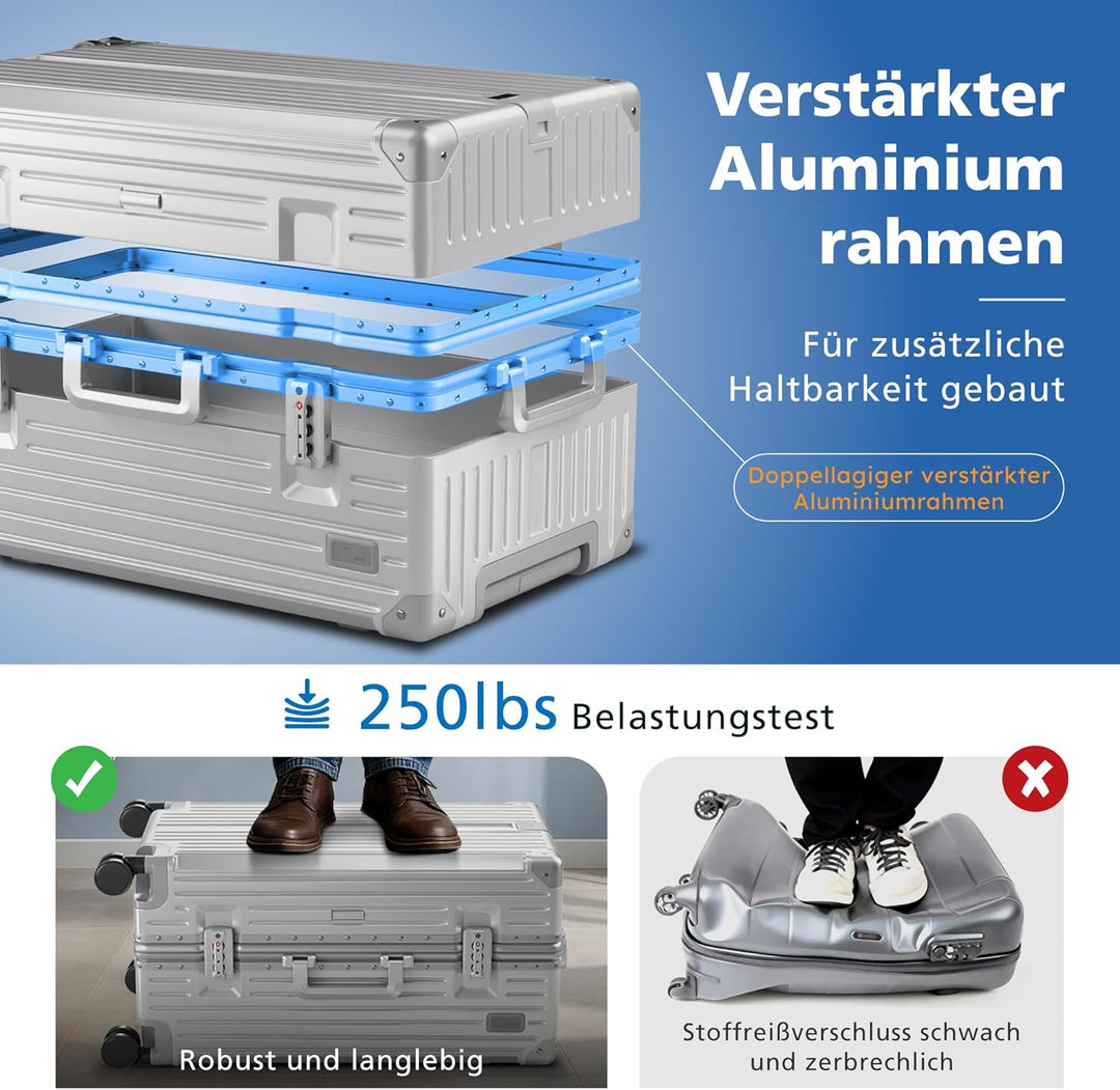 ALPHA CAMP Koffer Grösse XXL Reisekoffer Leicht Hartschalenkoffer Polycarbonat 105L Luggage Suitcase
